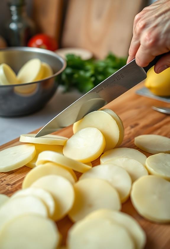 peel slice prepare potatoes