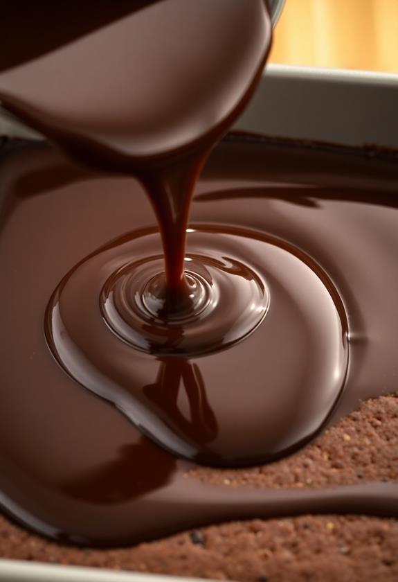 pour ganache over batter