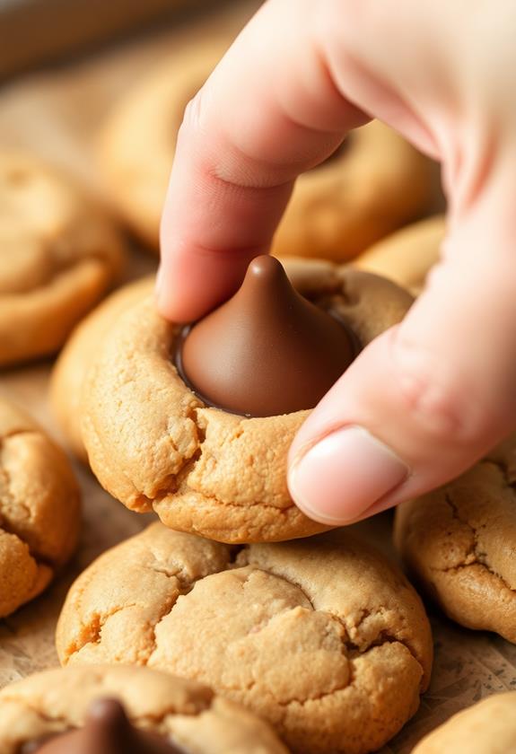 press kisses into cookies