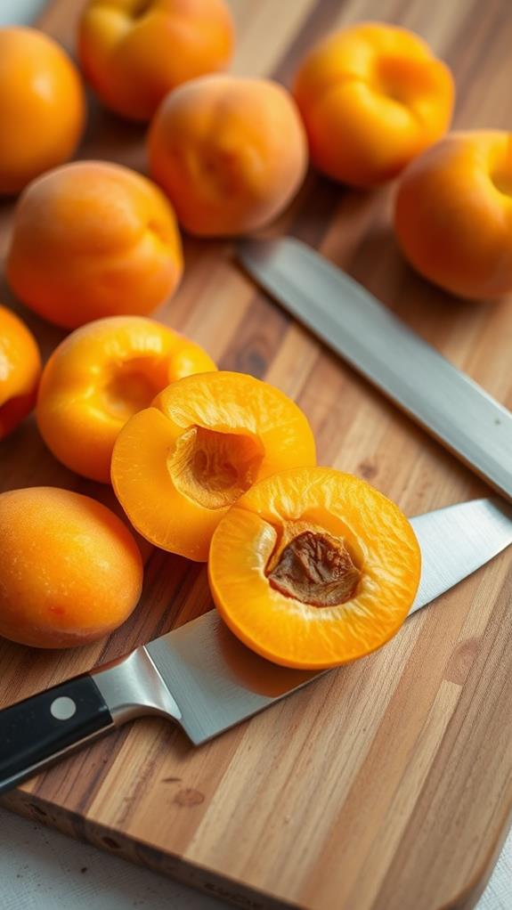 quartered apricots preparation step