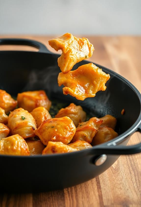 return chicken to skillet