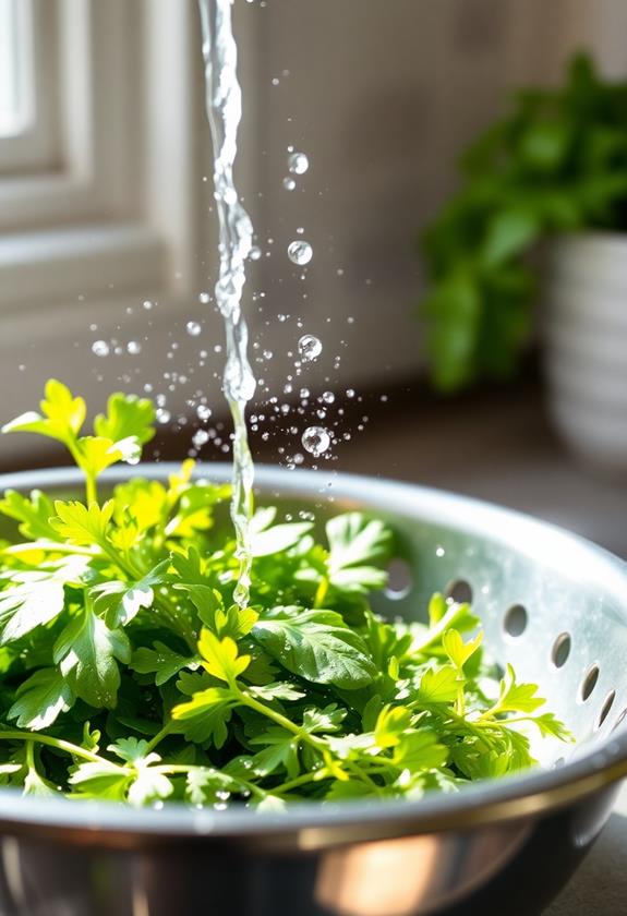 rinse and dry arugula