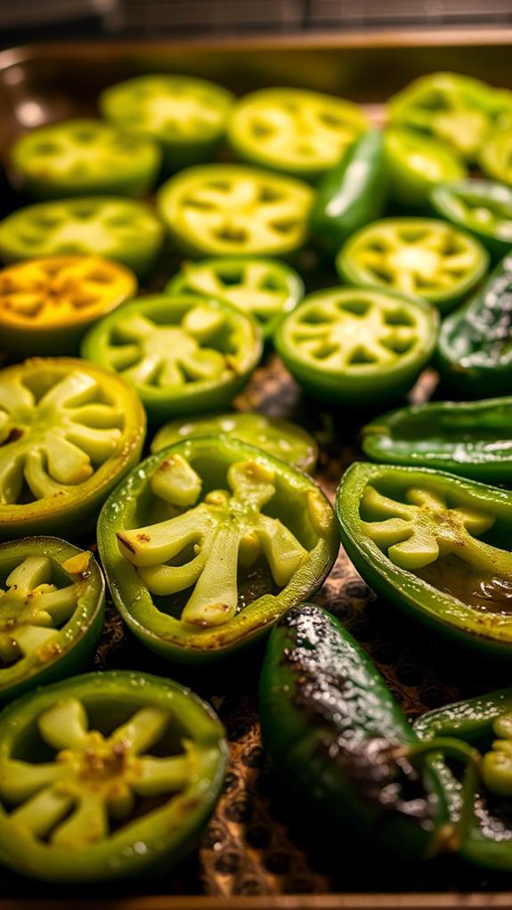 roast tomatillos and peppers