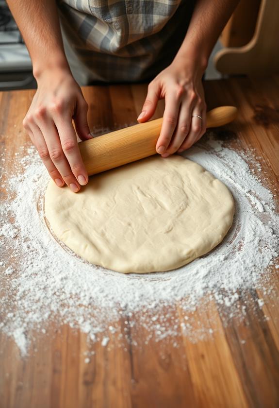 roll dough floured surface