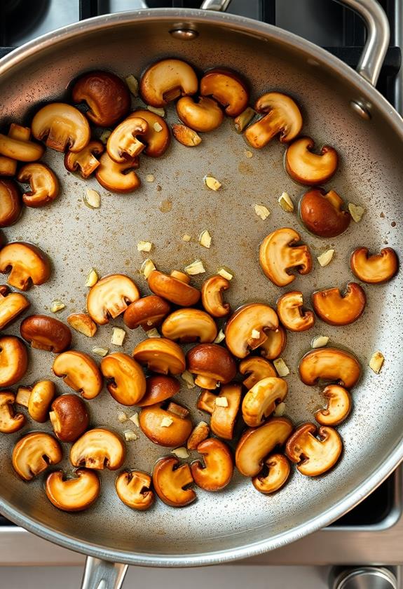 saut mushrooms with garlic