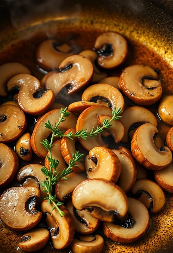 saut mushrooms with thyme