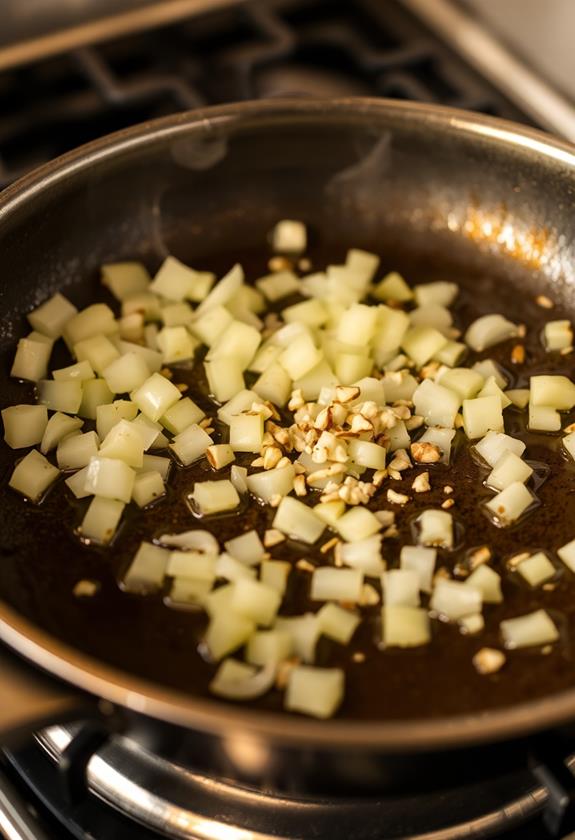 saut onions and garlic