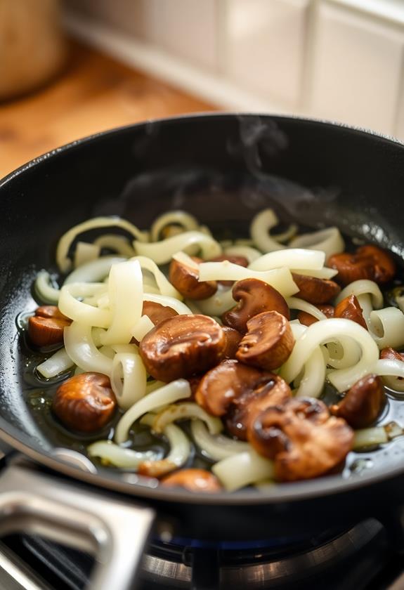 saut onions and mushrooms