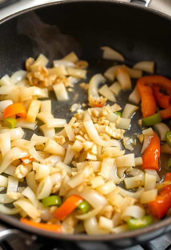 saut onions garlic peppers