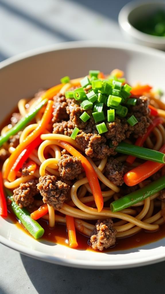 savory asian beef noodles