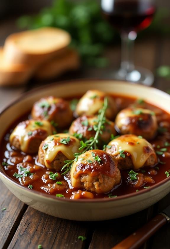 savory french onion meatballs