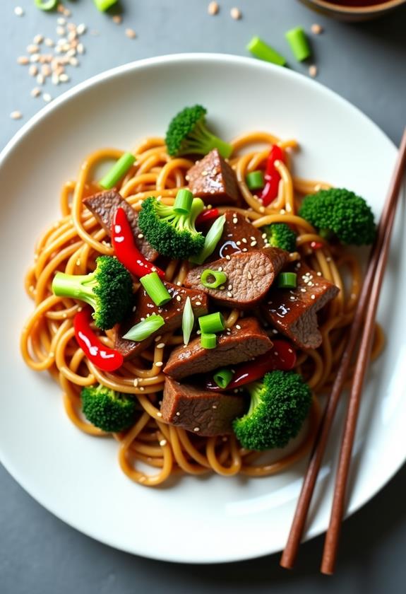 savory hoisin beef noodles