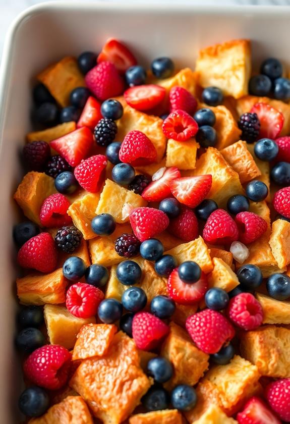 scatter berries on croissants