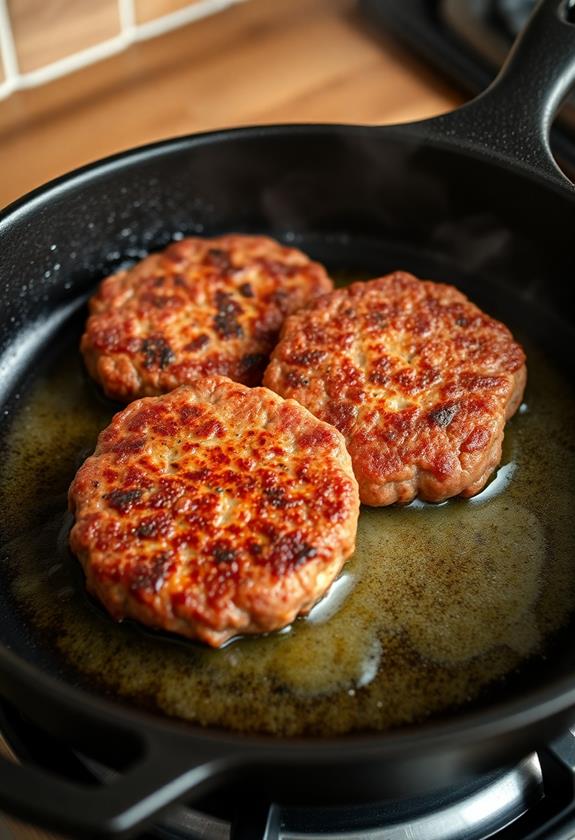 sear patties using butter