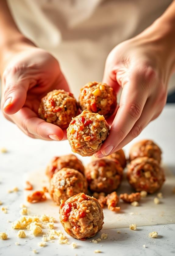 shape meat mixture balls