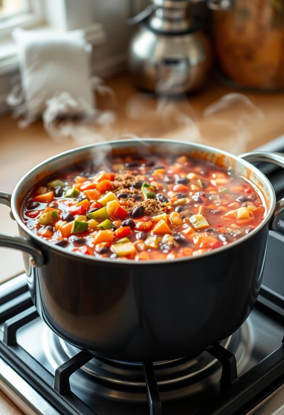 simmer beans and vegetables