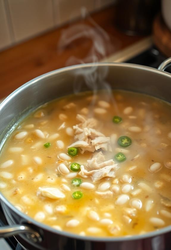 simmer beans in broth