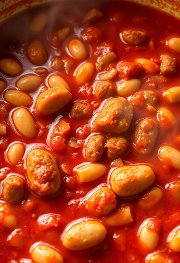 simmer beans with tomatoes