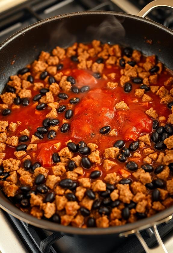 simmer beef and black beans