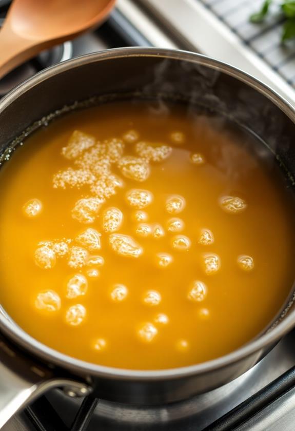 simmer broth until reduced