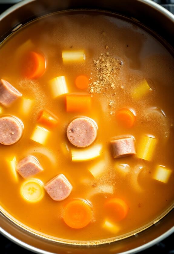 simmer broth with seasonings