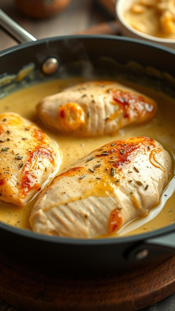 simmer chicken in sauce