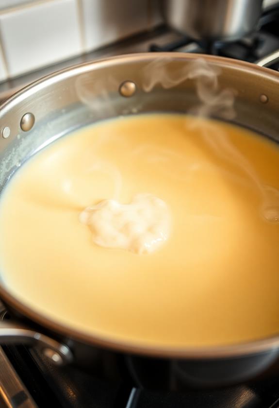 simmer cream and broth