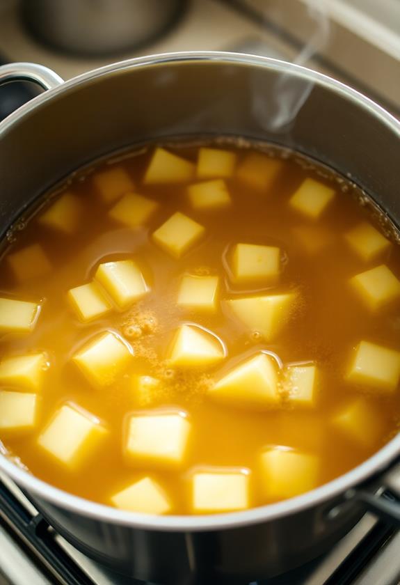 simmer potatoes in broth