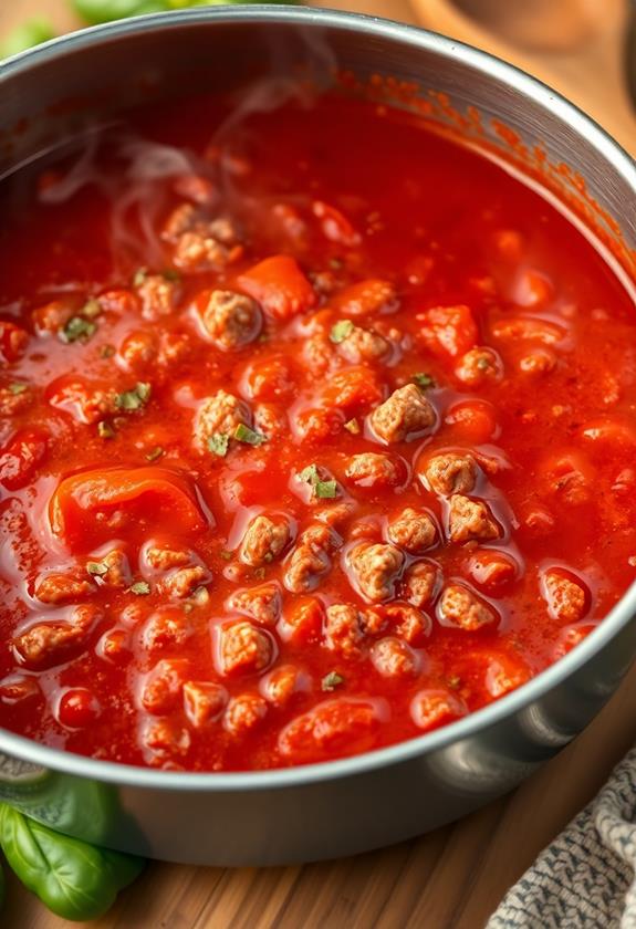 simmer sauce with tomatoes