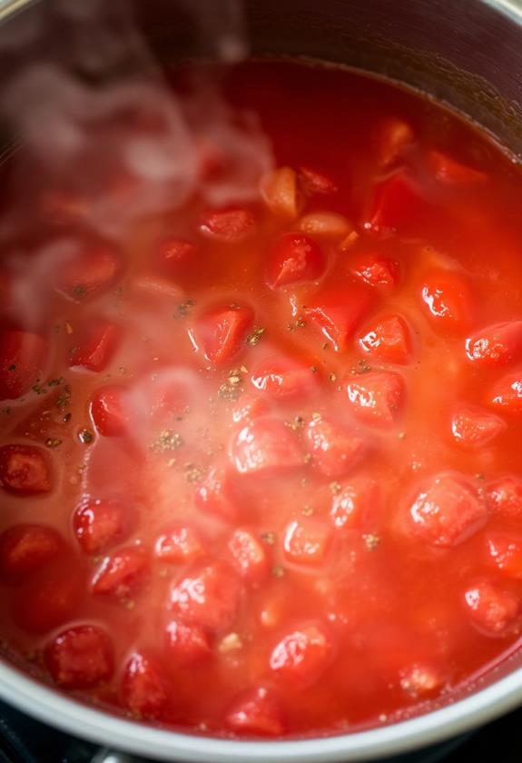 simmer tomatoes with seasonings