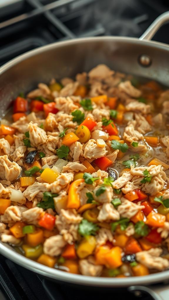 simmer using chicken broth