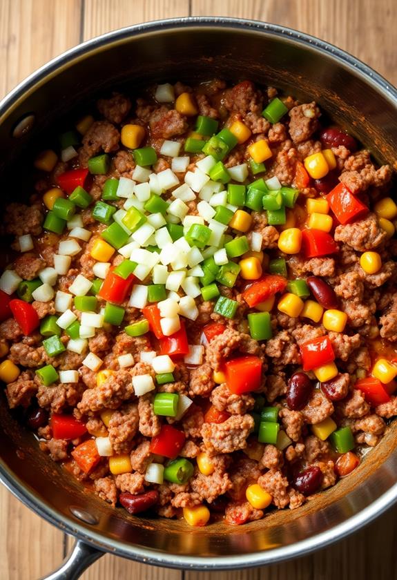 simmering tomatoes and beans