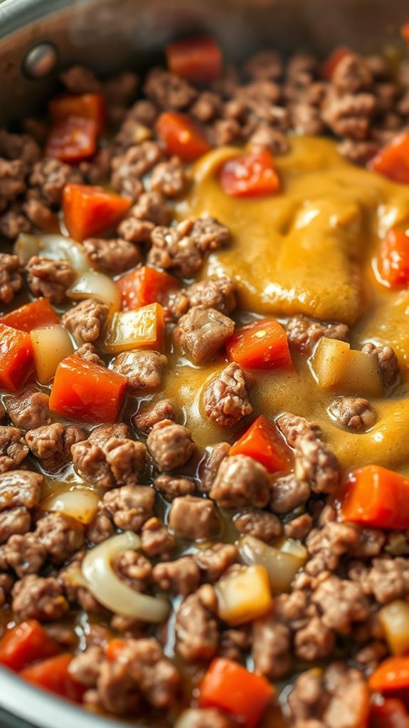 simmering tomatoes and mustard