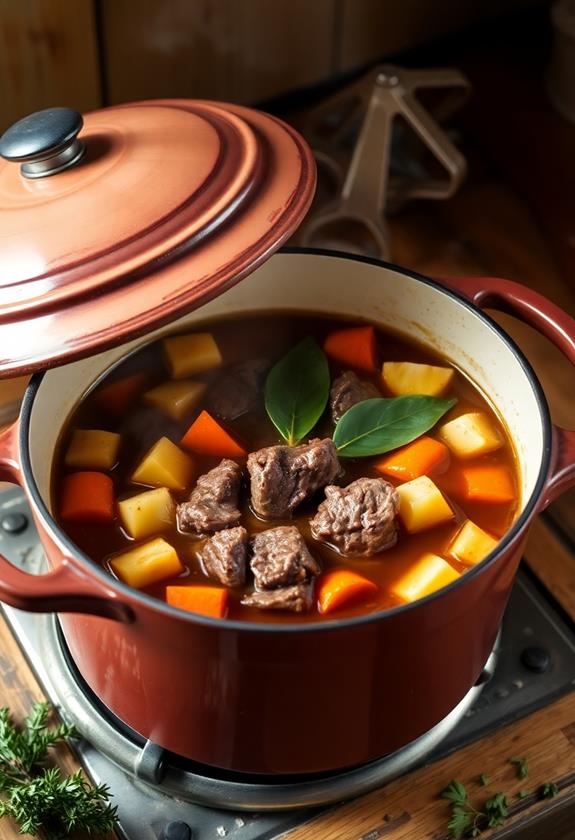 simmering with bay leaves