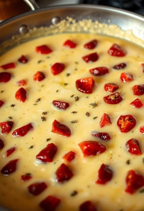 simmering with sun dried tomatoes