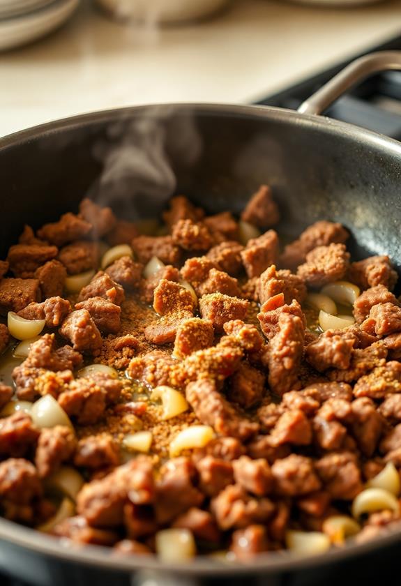 simmering with taco seasoning