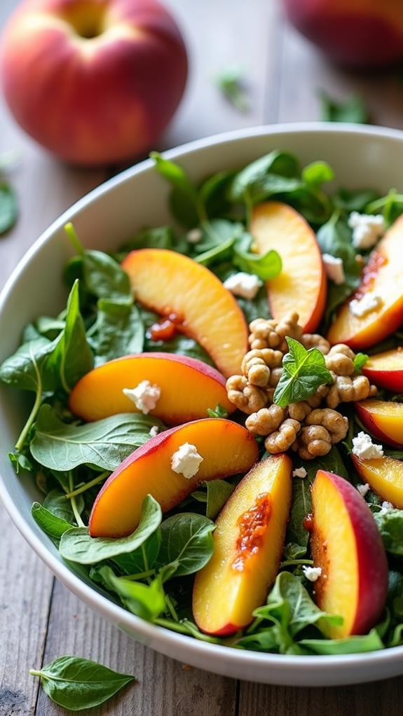 simple peach arugula salad