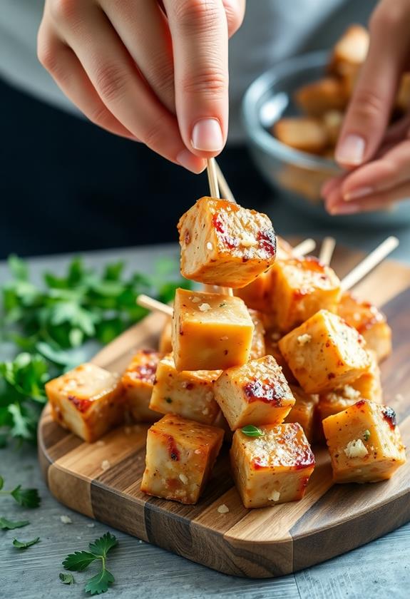 skewer chicken for grilling