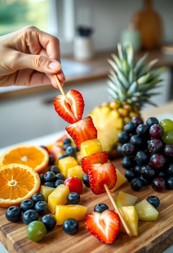 skewer fruits for grilling