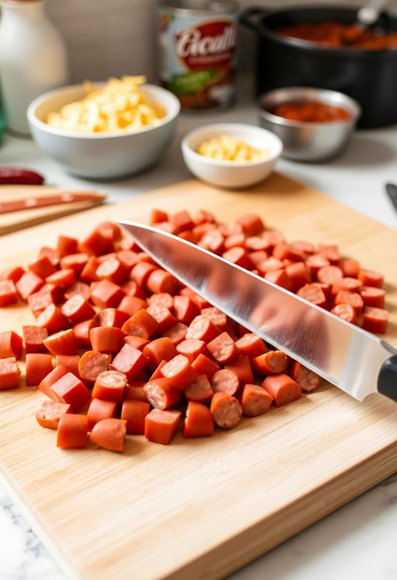 slice hot dogs pieces