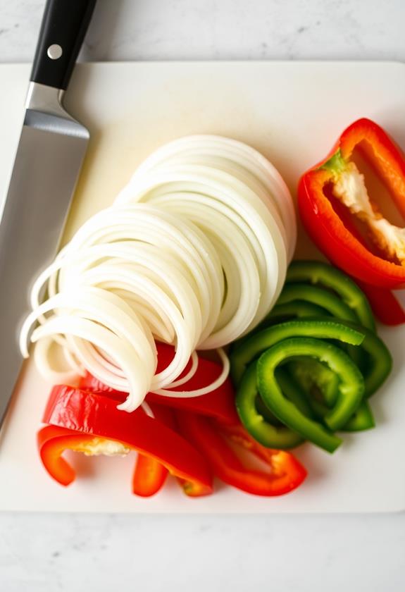 slice onion bell pepper