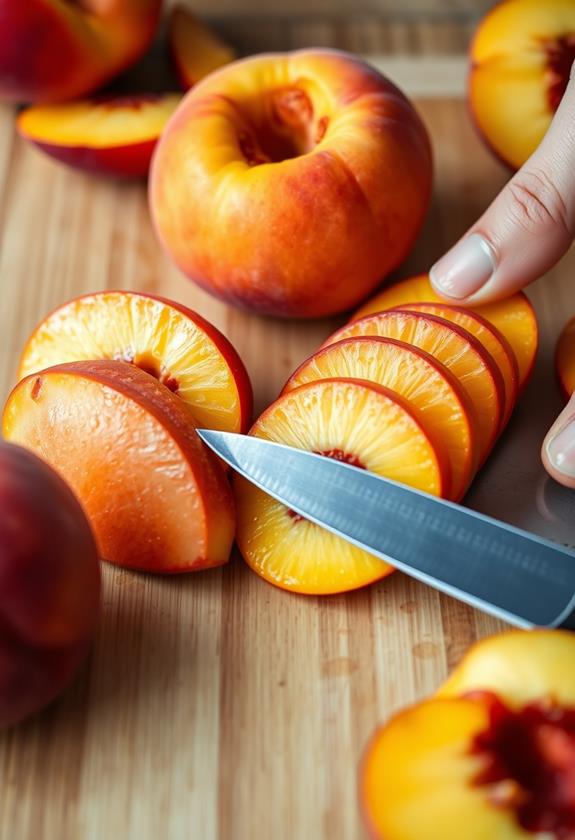 slice peaches into wedges