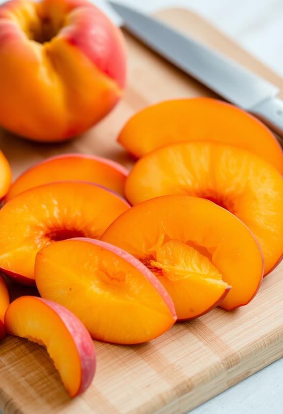 slice peaches into wedges