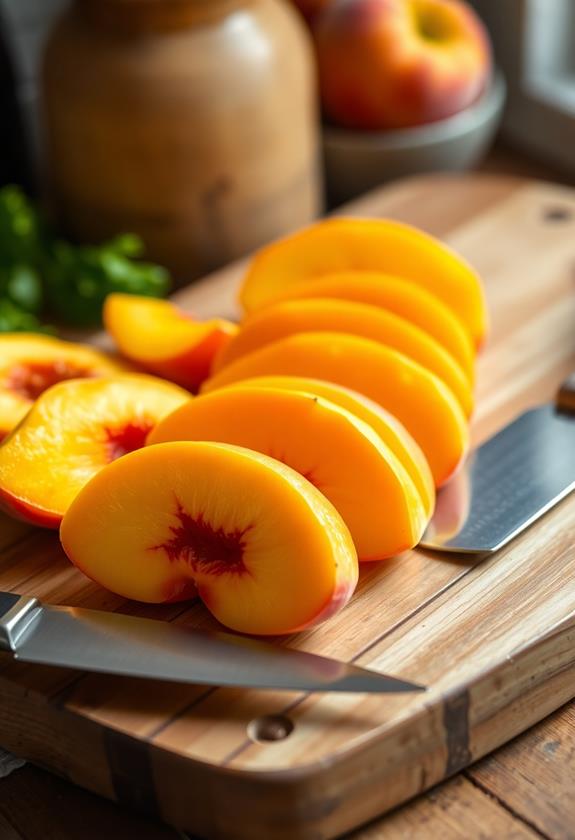 slice peaches into wedges