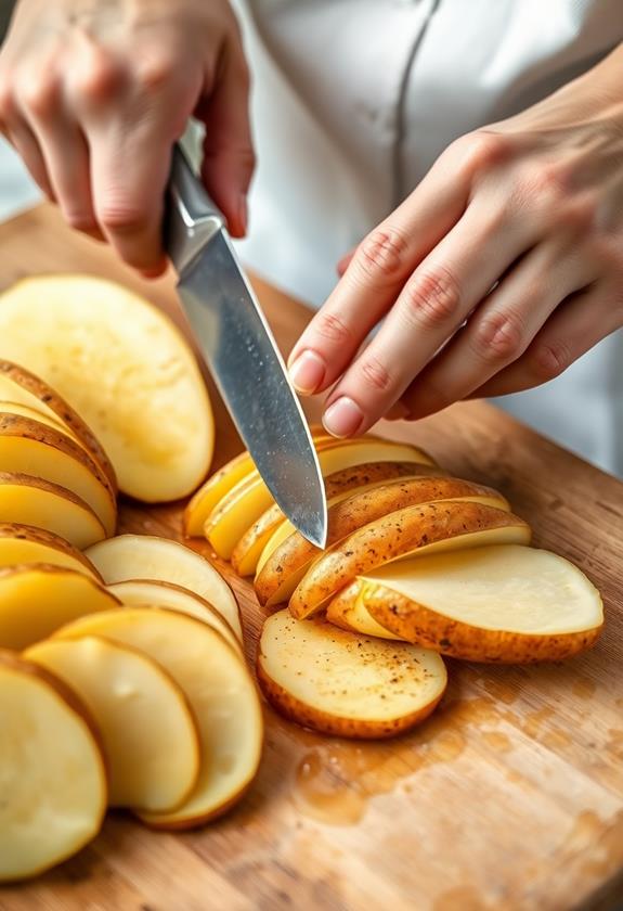 slice potatoes uniformly thin