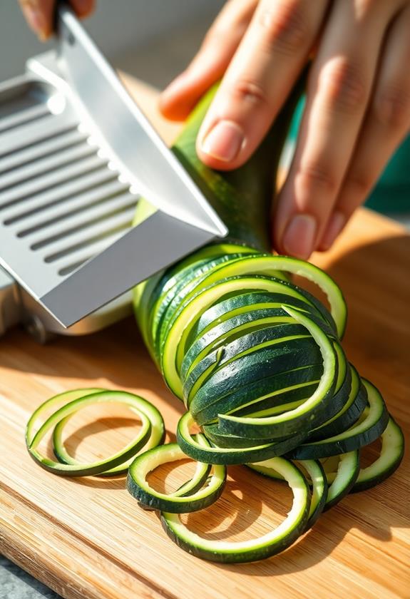 slice zucchini into strips