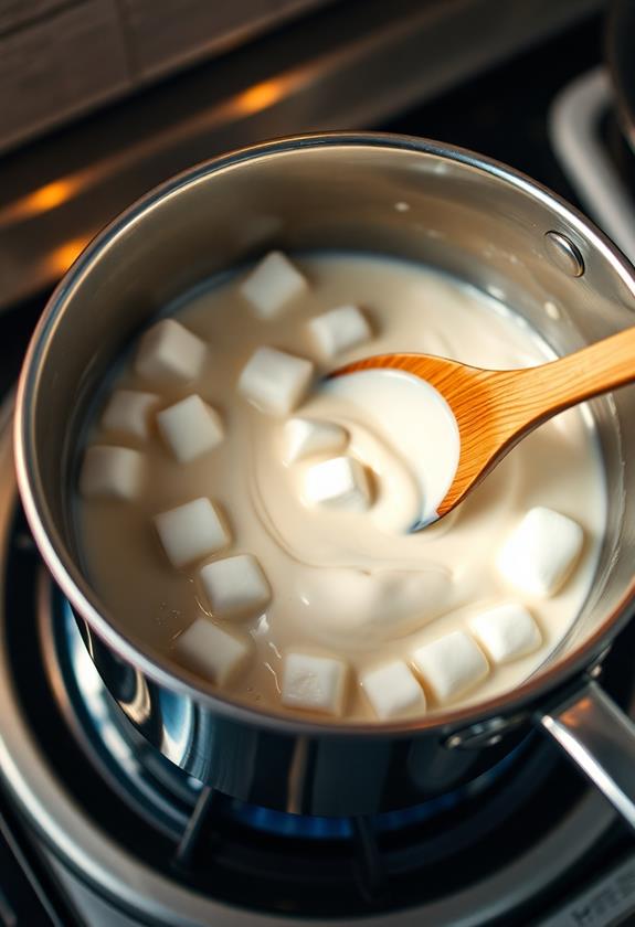 stir marshmallows to smoothness