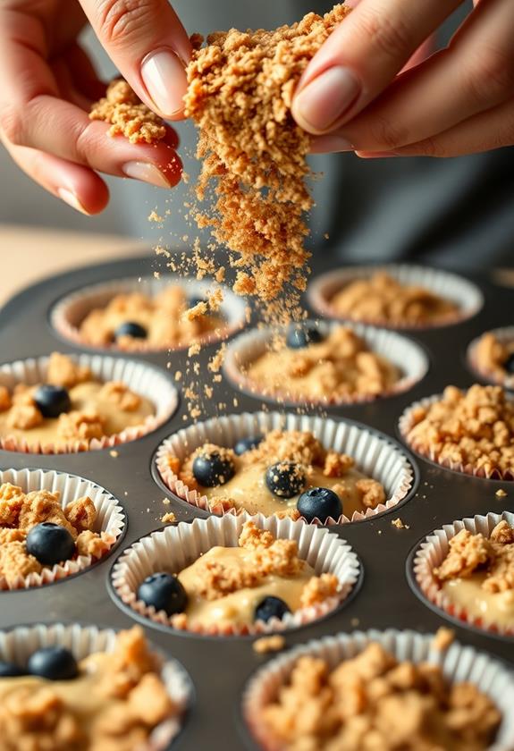 streusel topped muffin baking