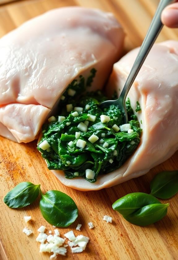 stuff chicken with spinach