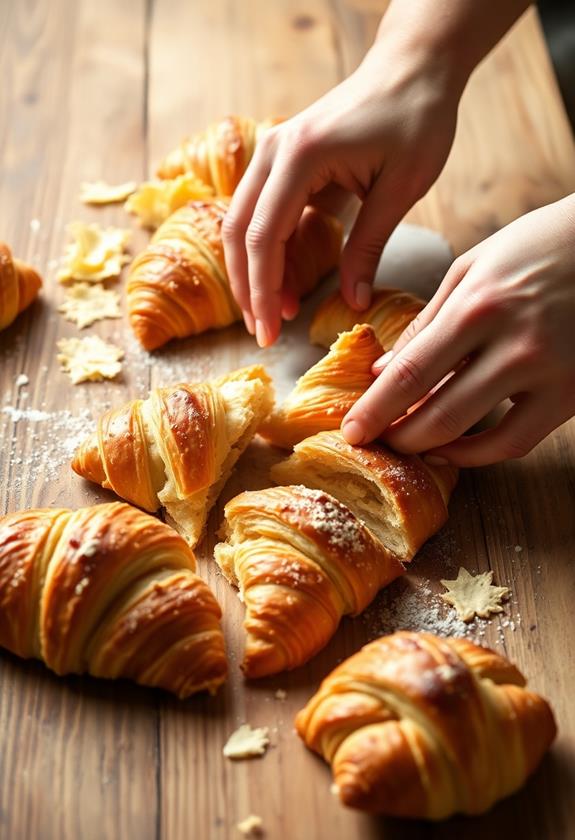 tear croissants into pieces